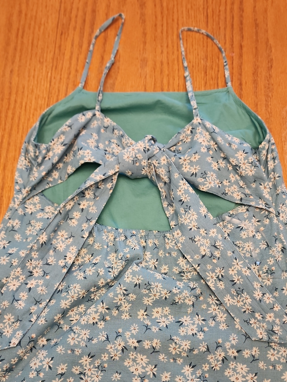 American Eagle Blue Floral Cotton Slip Dress with White Daisies - Picture 16 of 17